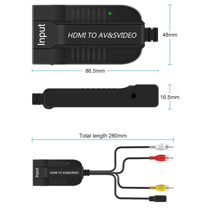 HDSUNWSTD 1080p HDMI to Male AV/S Video Adapter S-Video,HDMI2AV+S CVBS Video Converter, HDMI to Male AV&S Video RCA HDMI2AV Converter 1080P HD Video Converter Box High Definition Multimedia - Image 5